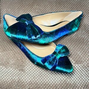 Talbots Edison Bow Velvet Snowflake Highland Green Plaid quiet Luxury Classic